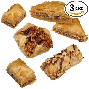 Sinbad Sweets Baklava Assortment (14 Piece), 16-Ounce Red Gift Boxes (Pack of 3) by 