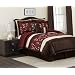 Lush Decor Cocoa Flower 8-Piece Comforter Set, Queen, Red