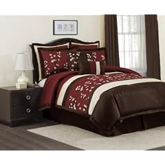 Lush Decor Cocoa Flower 8-Piece Comforter Set, Quee