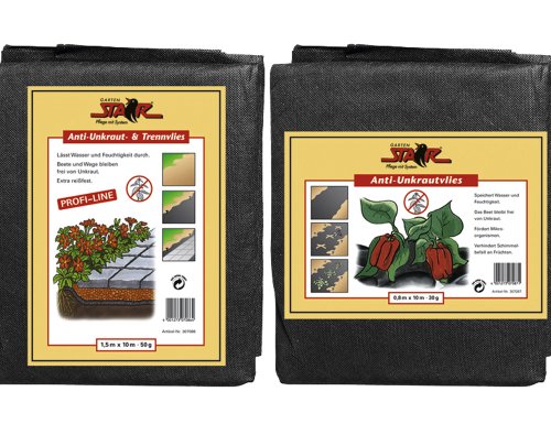 Star 3070860 Anti-Unkrautvlies 50 g ProfiLine, 10 m x 1,5 m schwarz Star 3070860 Anti-Unkrautvlies 50 g ProfiLine, 10 m x 1,5 m schwarz