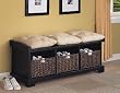 Black Finish Wicker Basket Storage Bed Bench