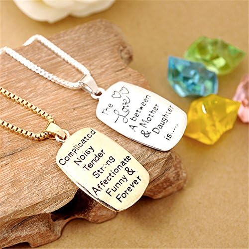 Longil 2 Pieces Mother Daughter Pendant Necklace Engraved with The Love between A Mother & Daughter is ((1 Silver Tone) + (1 gold Tone))