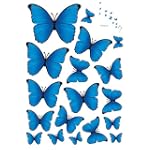 SAVE $4.5 - 18 Vibrant Blue Butterfly Vinyl Home Wall Art Sticker Decals $15.49