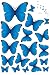 18 Vibrant Blue Butterflies Vinyl Home Wall Art Sticker Decals image 2