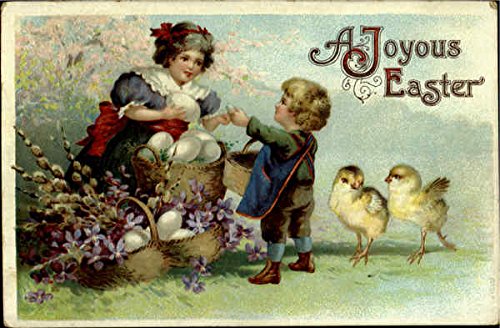 A Joyous Easter With Children Original Vintage Postcard
