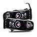 SPPC Black Projector Headlights Assembly Set Halo For Dodge Ram - (Pair) Driver Left and Passenger Right Side Replacement Headlamp