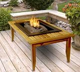 Outdoor Living : Asian Oak Indoor Outdoor Patio Firepit Coffee Table and Gel Fuel