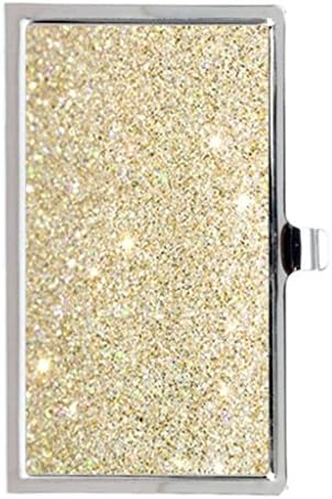 Gold Bling Bling Glitter Flash Unique Stainless Steel Tablet Pill Box Holder Medicine Storage Organizer Case Container