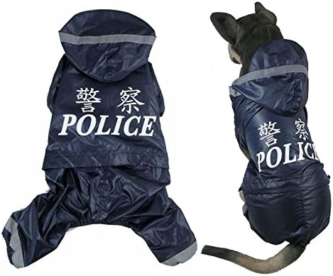 PetCondo Pet Cat Dog New POLICE Hoodie Vinyl Raincoat Rain Coat Jacket Clothes For Medium Large Dogs 2XL