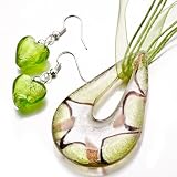 Pugster Green Teardrop Heart Murano Glass Pendant