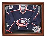 Columbus Blue Jackets Hockey Jersey Display Case, Removable Face with Classic Wood Finish Frame