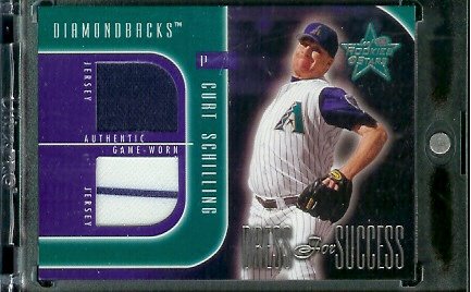 2002 Leaf Rookies & Stars Dress for Success Curt Schilling Game Worn Jerseys #ed/250 Arizona Diamondbacks Baseball Card - Mint Condition - In Protective Screwdown Case!