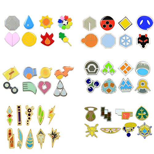 Pokemon Gym Badges: Gen 1 - 6 (Clear Coating, Iron) Bundle