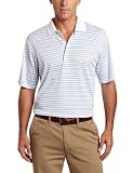 Greg Norman Men's ML75 Embossed Multi-Striped Top,White/Zenith,Medium