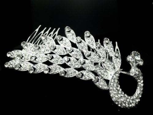 iPhashon Bridal Wedding Handmade Crystal PEACOCK Tiara Comb Headpiece W26 Prom Pageant