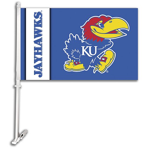 NCAA Kansas Jayhawks Car Flag with Free Wall Brackett