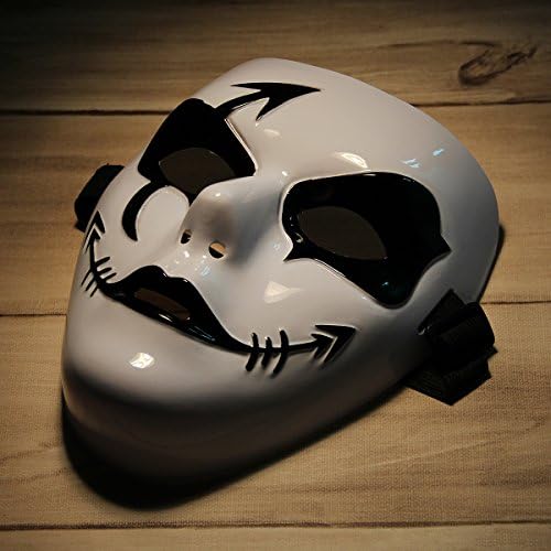 Antemall Fashion Hip-hop Style Mask for Halloween Party - Black + White