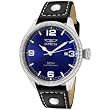 Invicta Men's 1459 Vintage Collection Riveted Leather Strap Blue Dial Watch