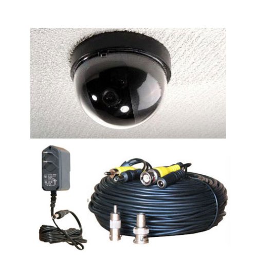 Color Security 1/3 Sony CCD DSP CCTV Dome Camera with Free 12V 500ma Regulated Camera Power Supply and 100ft Video Power Camera Cable DM30KC 1OM