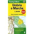 Umbrien Strassenkarte, Karte, Landkarte, TCI (Touring Club Italiano) Blatt 8, Umbria e Marche / Umbrien und Marken, Perugia, Assisi, Ancona, Terni, Fermo, Strassenkarte, Wasser- und Rei�fest
