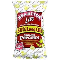 BEARITOS 50% Less Oil Lite Organic Popcorn, 3.5-Ounce Bags (Pack of 12)