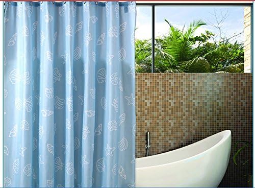 High-grade Blue Polyester Fabric Shower Curtain with White Shells Designs, Elegant Bathroom Accessory, Personalized Shower Curtains, Thickened, Waterproof and Mildewproof Shower Curtain, 60x80 inches(150x200cm)