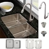 Ticor Stainless Steel Double-Bowl Kitchen Sink and Brushed Nickel Faucet Combo Ticor Stainless Steel Double-Bowl Kitchen Sink and Brushed Nickel Faucet Combo