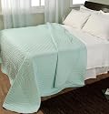 100% Organic Cotton Scalloped Edge Reversble Bedspread Blue, 300 x 260cm