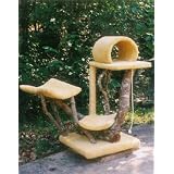 3 Level Rustic Low Rider Cat Tree : Color BEIGE : Leg Covering SISAL ROPE ON TWO LEGS :...