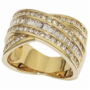 14Kt Yellow Gold Crossover Designer Style Anniversary Band