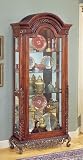 Cherry Handcarved Curio Cabinet with Ornate Ironwork