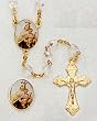 Crystal Rosary - Our Lady of Carmel - 7mm Crystal Beads - 21in. Gold Chain - Center Piece with Matching Lapel Pin - Gift Box Included - IMPORTED FROM ITALY