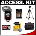 Phoenix DZBIS-112iTTL Digital Autofocus Flash (E-TTL II, E-TTL, TTL) + 4 Batteries & Charger + Tripod + Case for Canon EOS Rebel XT, XTi, XS, XSi, T1i, 50D, 40D, 5D SLR Digital Cameras
