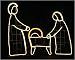 Silent Lights 3 Figure Nativity set in opaque ropelight (white with gold halo)