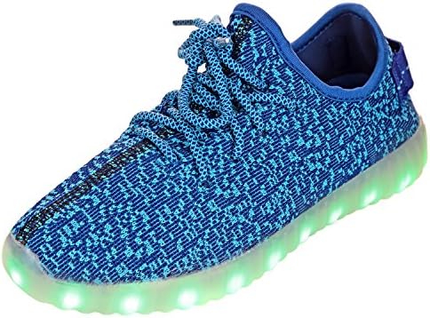 HOTAHOY Unisex Men Women LED Shoes 7 Colors Colorful Glowing Light Up USB Charging (35, Blue)
