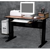 Ameriwood Wood Metal Computer Desk in Black Oak
