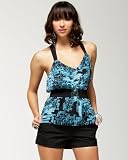 bebe Printed Silk T Back Tank