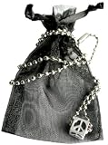Peace Symbol Pewter Cube Necklace (black)