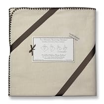 SwaddleDesigns Organic Ultimate Receiving Blanket - Natural with Chocolate Brown Trim