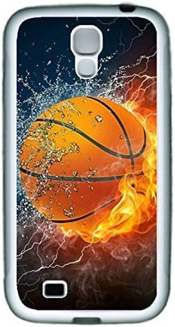 Basketball In Water And Fire Theme Case for Samsung Galaxy S4 i9500 TPU Material White