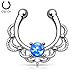 Lobal Domination 1pc NON-Pierced Lacey Single Opal Septum Hanger Fake Clip-on Nose Ring - Body Jewelry