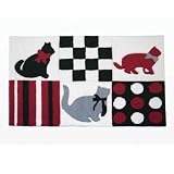 5113TChlgmL. SL160  JLA Pets Pet Rug and Diner Mat for Cats, 20 by 32 Inch, 3 Cats with Stripes, Checks and Blocks