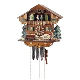 Schneider 11'' 1 Day Cuckoo Clock with Black Forest House and Moving Lumberjack