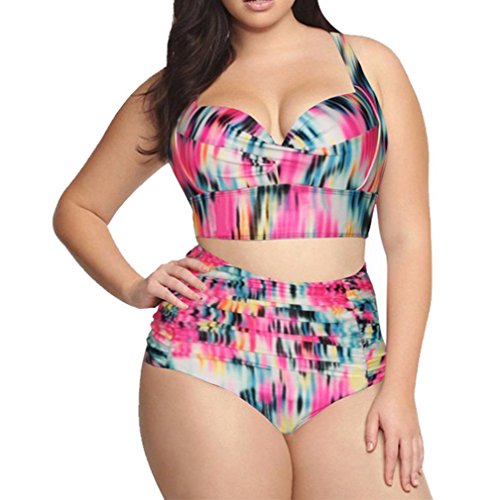 Haicoo Plus Size High Waist Vintage Retro Bikini Women Push Up Separate Swimwear