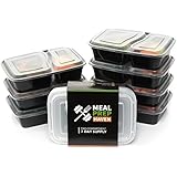 Meal Prep Haven Stackable 2 Compartment Food Containers with Lids, Set of 7