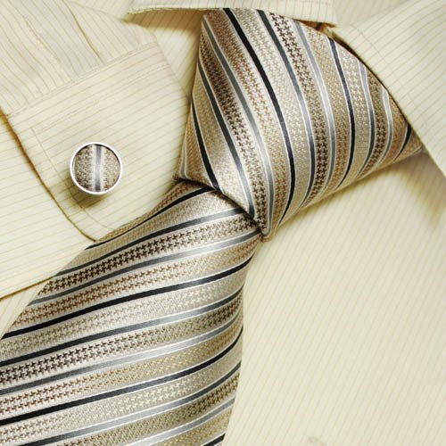 Orange Stripes Necktie, Cufflinks Present Box Set tan ties for men 5412