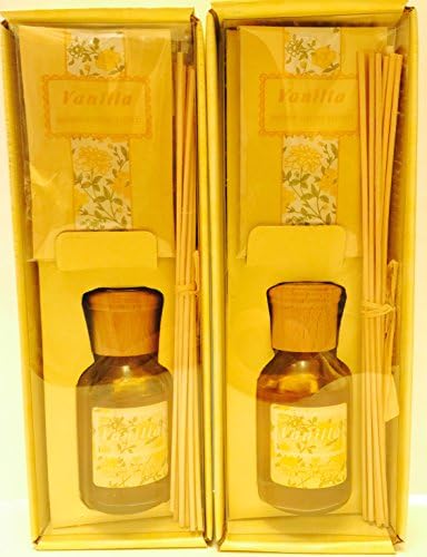 Mood Therapy 2 Bottles Home Fragrance Reed Diffuser Scented Refill Oil - Vanilla (2 x 6.8 oz)+24 Replacement Reeds