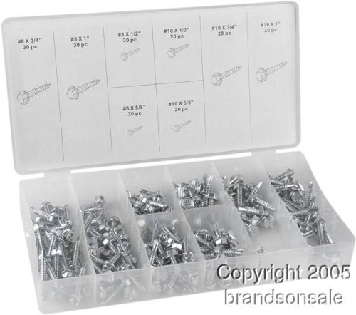 Self Drilling Screw Assortment Kit 200 PC
