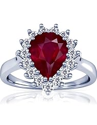 Platinum Pear Cut Ruby Ring With Sidestones