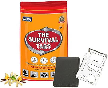 11 in1 Multi Tools Hunting Survival Camping Pocket Military Credit Card Knife + Boating - Aircraft - Outdoor Adventurers Emergency Survival Meal 2-Day supply 24 tabs Ultimate Bugout Food 25 Years shelf life Gluten Free and Non-GMO - Vanilla Flavor